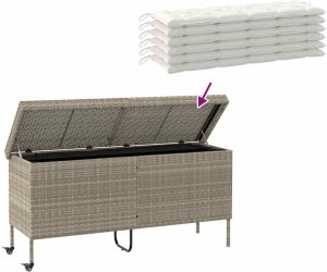 Skrzynia ogrodowa vidaXL Skrzynia ogrodowa z kółkami, szara, 160x55x75 cm, polirattan 7