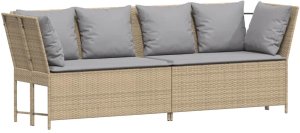 vidaXL Sofa ogrodowa z poduszkami beżowy polirattan 2