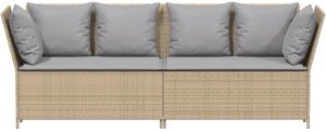 vidaXL Sofa ogrodowa z poduszkami beżowy polirattan 4