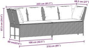 vidaXL Sofa ogrodowa z poduszkami beżowy polirattan 9