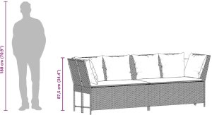 vidaXL Sofa ogrodowa z poduszkami beżowy polirattan 10