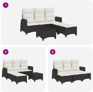 vidaXL 3-częściowy zestaw ogrodowy z poduszkami w kształcie litery L 8