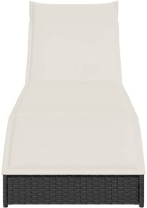 vidaXL Składany leżak z poduszką i schowkiem Czarny polirattan 5