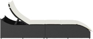 vidaXL Składany leżak z poduszką i schowkiem Czarny polirattan 6