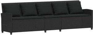 vidaXL Sofa ogrodowa 5-osobowa z poduszkami Czarny polirattan 2