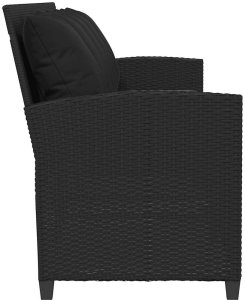 vidaXL Sofa ogrodowa 5-osobowa z poduszkami Czarny polirattan 5