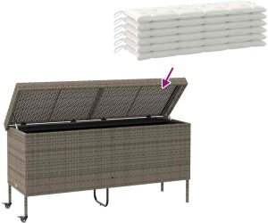 Skrzynia ogrodowa vidaXL Skrzynia ogrodowa z kółkami, szara, 160x55x75 cm, polirattan 7