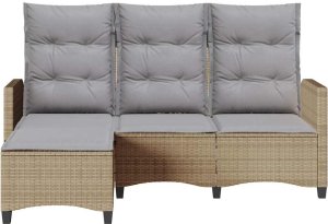 vidaXL Rozkładana Sofa Ogrodowa z Poduszkami w Kształcie Litery L 5