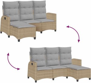 vidaXL Rozkładana Sofa Ogrodowa z Poduszkami w Kształcie Litery L 9