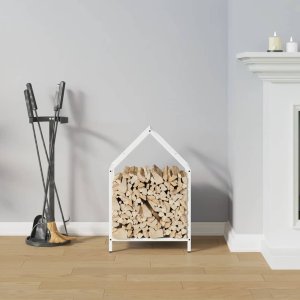 Drewutnia vidaXL Stojak na drewno opałowe, biały, 40x25x60 cm 3
