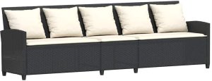vidaXL Sofa ogrodowa 5-osobowa z poduszkami Czarny polirattan 2