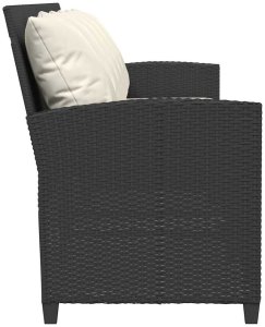 vidaXL Sofa ogrodowa 5-osobowa z poduszkami Czarny polirattan 5
