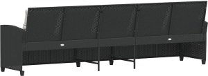 vidaXL Sofa ogrodowa 5-osobowa z poduszkami Czarny polirattan 6