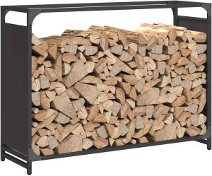 Drewutnia vidaXL Stojak na drewno opałowe 90x28x65 cm Stal walcowana na zimno 4