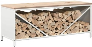 Drewutnia vidaXL Stojak na drewno opałowe z drewnianym blatem, 100,5x35,5x40 cm (864256 VidaXL) 5