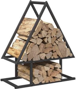 Drewutnia vidaXL Stojak na drewno opałowe, czarny, 50x25x60 cm 4