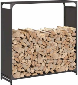 Drewutnia vidaXL Stojak na drewno opałowe czarny 90x28x90 cm 4
