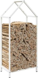 Drewutnia vidaXL Stojak na drewno opałowe, biały, 40x25x90 cm 4