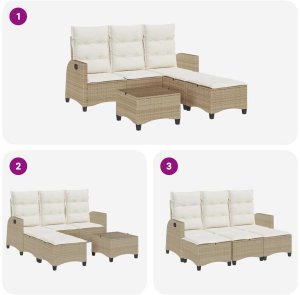 vidaXL 3-częściowy zestaw ogrodowy z poduszkami w kształcie litery L 8