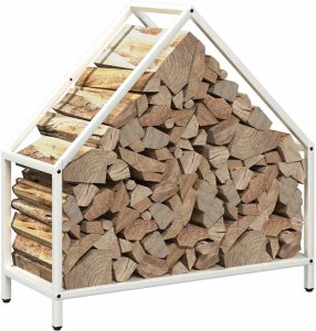 Drewutnia vidaXL Stojak na drewno opałowe biały 60x25x60 cm 4