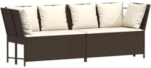 vidaXL Sofa ogrodowa z poduszkami Brązowy polirattan 4