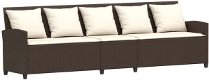 vidaXL Sofa ogrodowa z poduszkami Brązowy polirattan 5