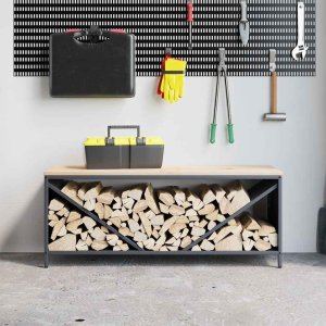Drewutnia vidaXL Stojak na drewno opałowe z drewnianym blatem, 100,5x35,5x40 cm (864257 VidaXL) 3