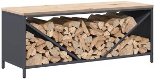 Drewutnia vidaXL Stojak na drewno opałowe z drewnianym blatem, 100,5x35,5x40 cm (864257 VidaXL) 5