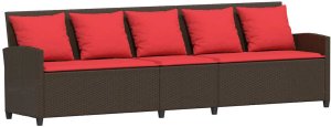 vidaXL Sofa ogrodowa 5-osobowa z poduszkami Brązowy polirattan 2