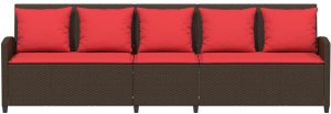 vidaXL Sofa ogrodowa 5-osobowa z poduszkami Brązowy polirattan 4
