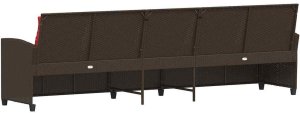vidaXL Sofa ogrodowa 5-osobowa z poduszkami Brązowy polirattan 6