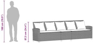 vidaXL Sofa ogrodowa 5-osobowa z poduszkami Brązowy polirattan 10