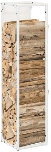Drewutnia vidaXL Stojak na drewno opałowe, biały, 25x25x100 cm 4
