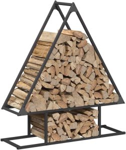 Drewutnia vidaXL Stojak na drewno opałowe, czarny, 80x25x90 cm 4