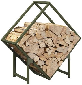 Drewutnia vidaXL Stojak na drewno opałowe Oliwkowo-zielony 60x25x60 cm 4
