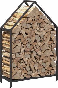 Drewutnia vidaXL Stojak na drewno opałowe, czarny, 60x25x90 cm 4