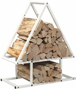 Drewutnia vidaXL Stojak na drewno opałowe, biały, 50x25x60 cm 4