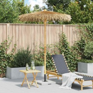 Parasol Tiki z baldachimem z liści bananowca, 150 cm, bambus 1