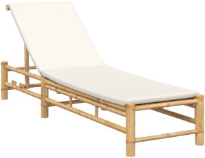 vidaXL Leżak z poduszkami, 55x199x30 cm, bamboo 2