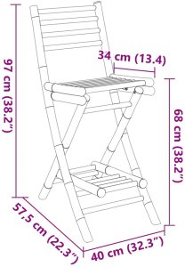 Hokery zewnętrzne z podnóżkami, 2 szt., składane, bambusowe 11