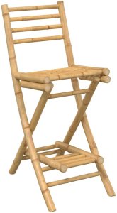 Hokery zewnętrzne z podnóżkami, 2 szt., składane, bambusowe 4