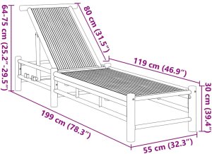 Leżak, 55x199x30 cm, bambus 10