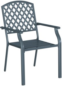 vidaXL Krzesło ogrodowe Ciemnoszare Metal Standardowy Trwałe 4