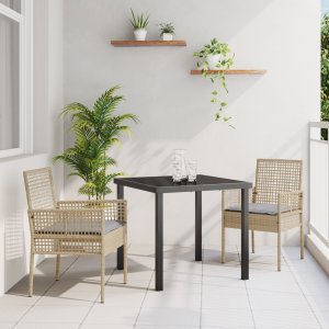 Krzesła vidaXL na świeżym powietrzu Beżowe Rattan 53 x 60 x 85 cm Trwałe 1
