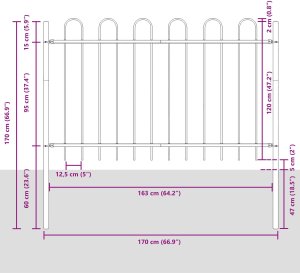 vidaXL Ogrodzenie ogrodowe Białe Stal 170 x 120 cm Trwałe Nowoczesne 6