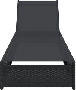 vidaXL Leżak ogrodowy Czarny Rattan, Stal 69 x 200 x 27 cm 2