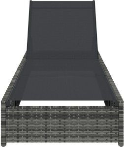 vidaXL Leżak słoneczny Szary Rattan i tkanina 69 x 200 x 27 cm Składany 4