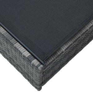 vidaXL Leżak słoneczny Szary Rattan i tkanina 69 x 200 x 27 cm Składany 5