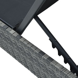 vidaXL Leżak słoneczny Szary Rattan i tkanina 69 x 200 x 27 cm Składany 6