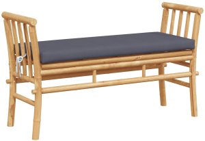 vidaXL Ławki ogrodowe Ciemnoszara poduszka, naturalna rama drewniana 2